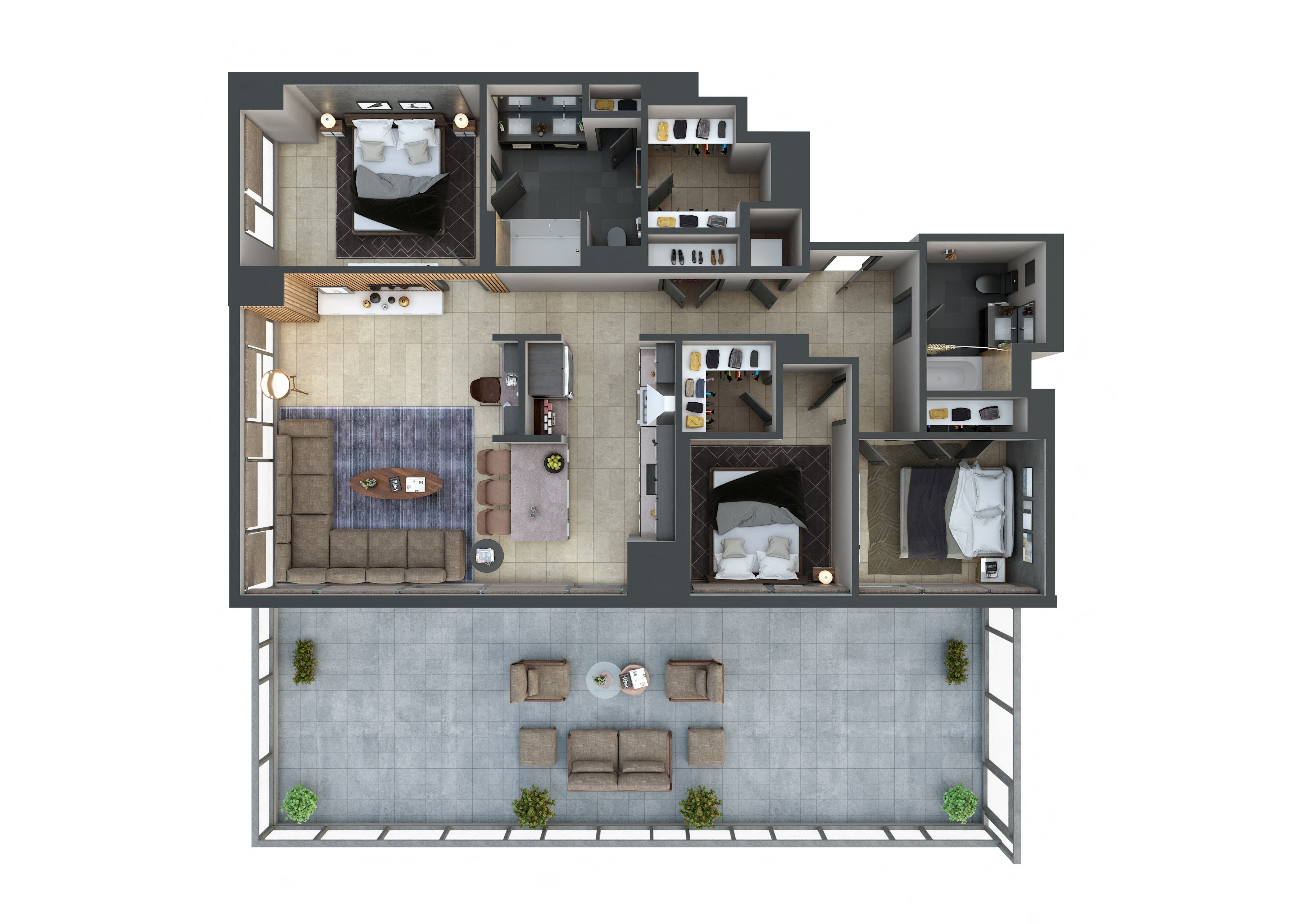 3D floor plan image for apartment U1503 at Randolph Perimeter